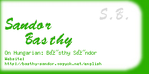 sandor basthy business card